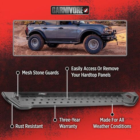 Carnivore Side Steps - Fits Ford Bronco 4-Door 2021-2023 - Ford Bronco 2022 Bronco Running Boards 2022 Ford Bronco Side Steps Accessories for Bronco 2022-74 Inches Long & 6.25 Inches Wide in Saudi Arabia