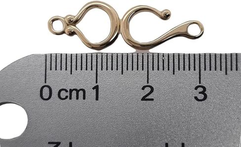 21MM 14K Solid Yellow Gold Ball-End Hook & Eye Clasp with Bead Details and Ball End Made in USA by CRAFT WIRE in Saudi Arabia