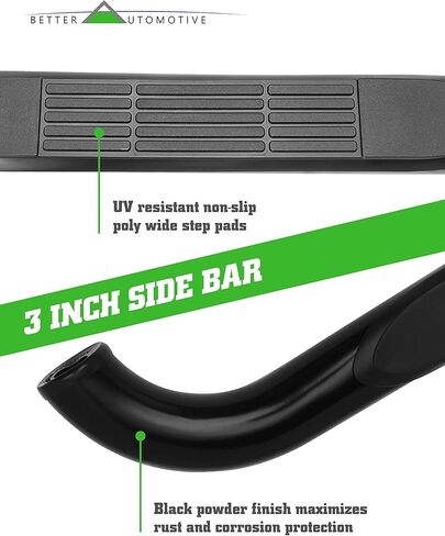 Side Steps Running Boards Fit 2001-2018 Chevy Silverado/GMC Sierra 1500 | 2001-2019 Chevy Silverado/GMC Sierra 2500 3500 Crew Cab Truck Pickup 3" Black Nerf Bars 2 pcs in Saudi Arabia