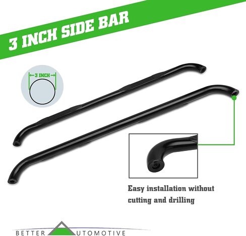 Side Steps Running Boards Fit 2001-2018 Chevy Silverado/GMC Sierra 1500 | 2001-2019 Chevy Silverado/GMC Sierra 2500 3500 Crew Cab Truck Pickup 3" Black Nerf Bars 2 pcs in Saudi Arabia