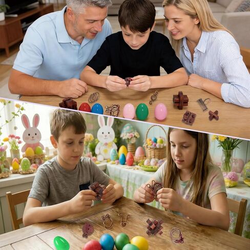 24 Pcs Brain Teaser Puzzles for Adults - Metal & Wooden 3D IQ Test Logic Game, Unlock Interlocking Brain Puzzle Toys for Teens Kids, Smart Educational Desk Toy for Mind Challenges in Saudi Arabia