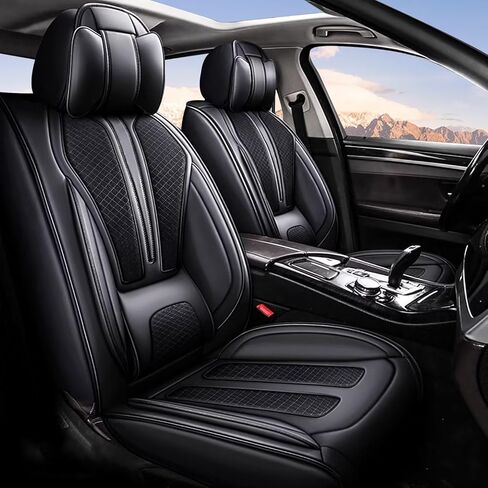 TTX LIGHTING 2PCS Front Car Seat Covers Fit for Nissan Rogue 2009-2026 Breathable and Waterproof Faux Leather Anti-Slip Automotive Seat Covers with Airbag Compatible(Black,2 Front Seats) in Kuwait