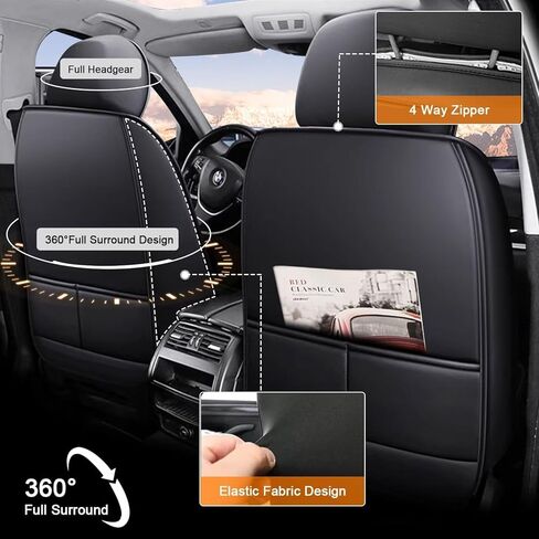 TTX LIGHTING 2PCS Front Car Seat Covers Fit for Nissan Rogue 2009-2026 Breathable and Waterproof Faux Leather Anti-Slip Automotive Seat Covers with Airbag Compatible(Black,2 Front Seats) in Kuwait