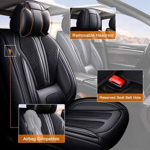 TTX LIGHTING 2PCS Front Car Seat Covers Fit for Nissan Rogue 2009-2026 Breathable and Waterproof Faux Leather Anti-Slip Automotive Seat Covers with Airbag Compatible(Black,2 Front Seats) in Kuwait