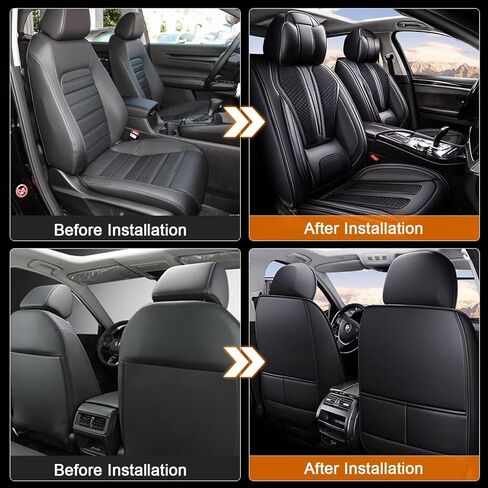 TTX LIGHTING 2PCS Front Car Seat Covers Fit for Nissan Rogue 2009-2026 Breathable and Waterproof Faux Leather Anti-Slip Automotive Seat Covers with Airbag Compatible(Black,2 Front Seats) in Kuwait