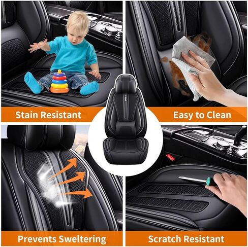 TTX LIGHTING 2PCS Front Car Seat Covers Fit for Nissan Rogue 2009-2026 Breathable and Waterproof Faux Leather Anti-Slip Automotive Seat Covers with Airbag Compatible(Black,2 Front Seats) in Kuwait