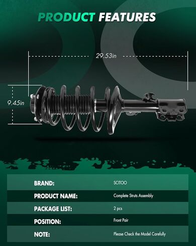 SCITOO Front Pair Strut & Spring Complete Assembly Compatible with 1998-2003 for Toyota Sienna Complete Struts 171438 171437 in Kuwait