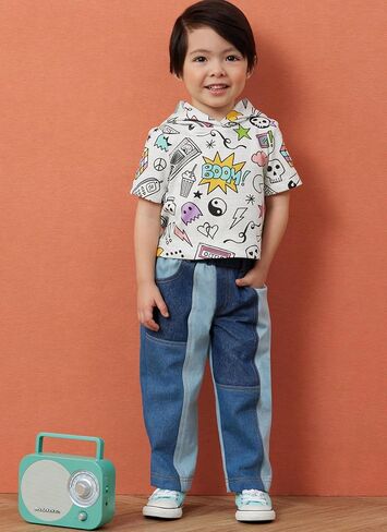 Simplicity SS3013A حزمة نمط خياطة تي شيرت وجينز للأطفال الصغار، رمز التصميم S3013، المقاسات 1/2-1-2-3-4، متعدد الألوان in Kuwait