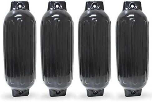 NEH Twin Eye Ribbed Boat Pontoon Fender 8.5" x 27" 4pcs Inflatable Vinyl Mooring Bumpers Guard Dock Docking - Black in Saudi Arabia