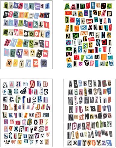 287PCS Magazine Letter Stickers Vintage Stickers, 4 Sheet Scrapbook Letters Stickers Alphabet Sticker for Scrapbooking Supplies,Diary DIY Art Album Paper Crafts in Saudi Arabia