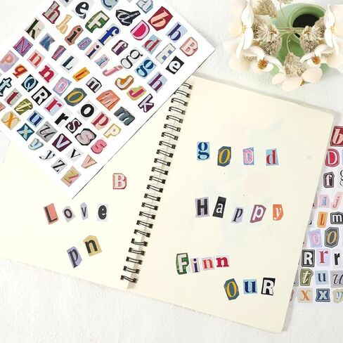 287PCS Magazine Letter Stickers Vintage Stickers, 4 Sheet Scrapbook Letters Stickers Alphabet Sticker for Scrapbooking Supplies,Diary DIY Art Album Paper Crafts in Saudi Arabia