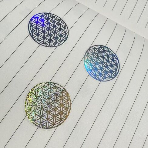 1000 Pcs Flower of Life Stickers Roll, Foil Golden & Holographic Sacred Geometry Round Stickers, Self Adhesive Spiritual Labels for Gift Wrapping, Packaging, Crafts Decoration in Saudi Arabia