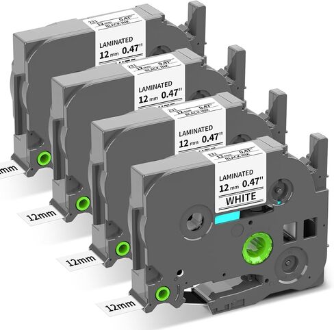 4-Pack Label Maker Tape 12mm 0.47" White Replacement for Brother P Touch Label Tape TZe-231 TZ-231, Compatible with Brother Ptouch PT-D210 PT-H110 PT-D220 PT-D400,Black on White in Saudi Arabia