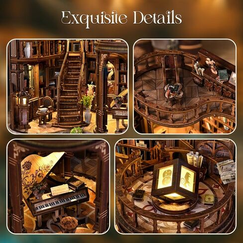 DIY Book Nook Kit, 3D Wooden Puzzle Miniature Booknook Bookend Bookshelf Decor with LED Light,Cherry Blossom Bookstore Bookshelf Insert Booknook, Book Nook Kits for Adults in Saudi Arabia