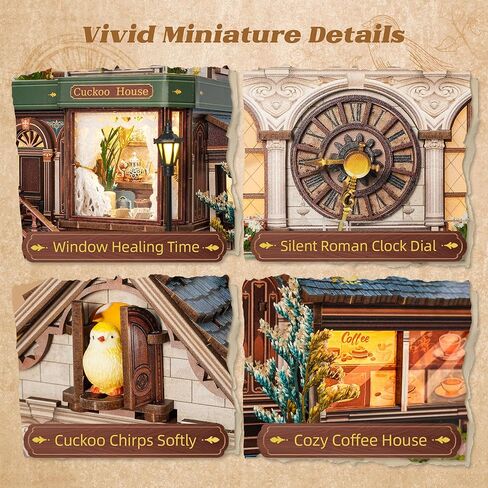 FUNPOLA 3D Wooden Puzzle Miniature House with Cuckoo Sound, DIY Mechanical Cuckoo Clock Model kit Home Décor for Display, Unique Craft Gift for Adults and Teens (Cuckoo House) in Saudi Arabia