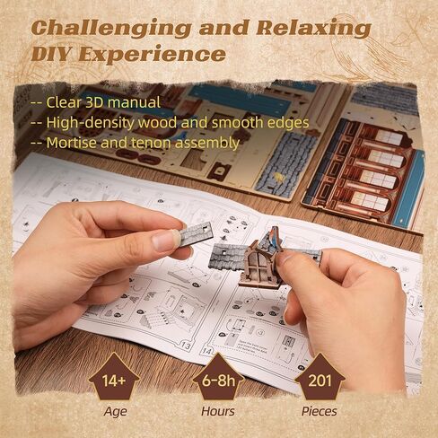 FUNPOLA 3D Wooden Puzzle Miniature House with Cuckoo Sound, DIY Mechanical Cuckoo Clock Model kit Home Décor for Display, Unique Craft Gift for Adults and Teens (Cuckoo House) in Saudi Arabia