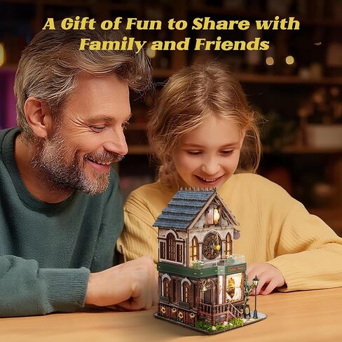 FUNPOLA 3D Wooden Puzzle Miniature House with Cuckoo Sound, DIY Mechanical Cuckoo Clock Model kit Home Décor for Display, Unique Craft Gift for Adults and Teens (Cuckoo House) in Saudi Arabia