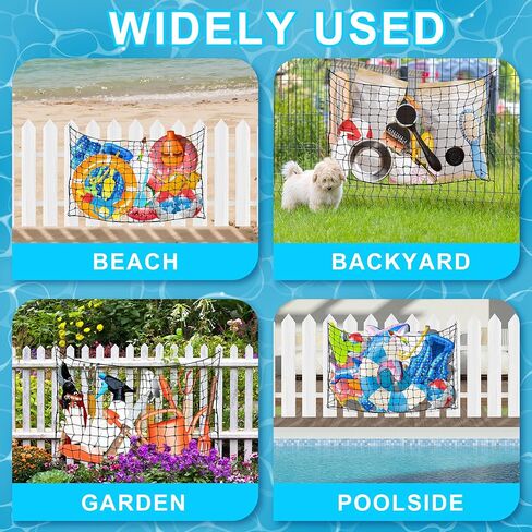 Extra Large Pool Toy Float Storage Net, 71×47'' Heavy Duty Hanging Elastic Mesh Net Organizer with 20 Hooks, 50 Cable Ties, Swimming Poolside Fence Toys Holder for Inflatable Rafts Pool Noodles Balls in Saudi Arabia