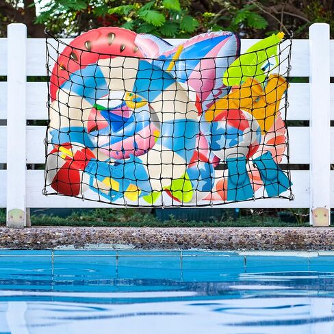 Extra Large Pool Toy Float Storage Net, 71×47'' Heavy Duty Hanging Elastic Mesh Net Organizer with 20 Hooks, 50 Cable Ties, Swimming Poolside Fence Toys Holder for Inflatable Rafts Pool Noodles Balls in Saudi Arabia