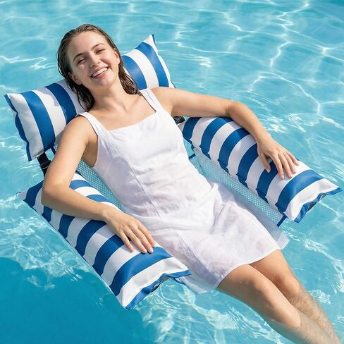 Jasonwell Inflatable Pool Floats Adult - Fabric Pool Floaties Chair Lake Beach Floating Lounger Chair Swimming Pool Noodles Water Hammock Float Mesh Party Floaty Toys Fun for Adults Heavy Duty in Kuwait