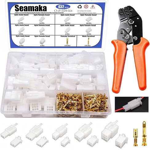 432pcs Automotive Electrical Wire Connectors Kit 2.8mm 2 3 4 6 9 Pin Automotive Electrical Wire Male Female Socket Plug and Pin Header Crimp Wire Terminals Connector Assortment Kit O-P-029-kit in Saudi Arabia