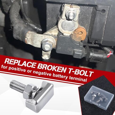 مجموعة البطارية الطرفية T-Bolt Kit 2 حزمة من الفولاذ المقاوم للصدأ كابل بطارية السيارة الموتر T Bolt المسمار استبدال الجوز الطرفي متوافق مع Dorman 64740، GM 19116852، VW 6X0-915-138، BMW 61128373946 in Kuwait