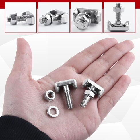 مجموعة البطارية الطرفية T-Bolt Kit 2 حزمة من الفولاذ المقاوم للصدأ كابل بطارية السيارة الموتر T Bolt المسمار استبدال الجوز الطرفي متوافق مع Dorman 64740، GM 19116852، VW 6X0-915-138، BMW 61128373946 in Kuwait