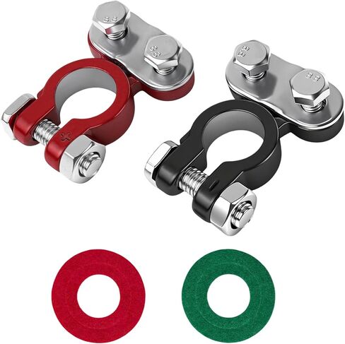 2PCS Battery Terminal Connector, Anti Corrosion Car Battery Terminal Clamp Connectors, Adjustable Positive Negative Battery Post Connector, Universal Replacement Car Accessories for Cars Trucks Boats in Kuwait