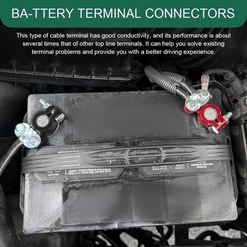 2PCS Battery Terminal Connector, Anti Corrosion Car Battery Terminal Clamp Connectors, Adjustable Positive Negative Battery Post Connector, Universal Replacement Car Accessories for Cars Trucks Boats in Kuwait