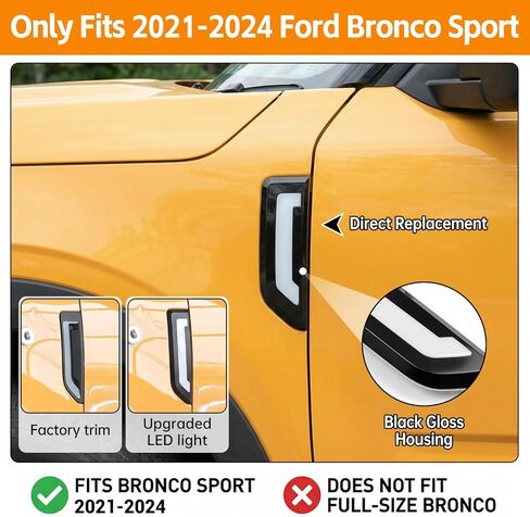 Side Marker Lights Replacement Compatible with 2021-2024 Ford Bronco Sport Turn Signal Lights Daytime Running Light for Bronco Sport Accessories in Saudi Arabia