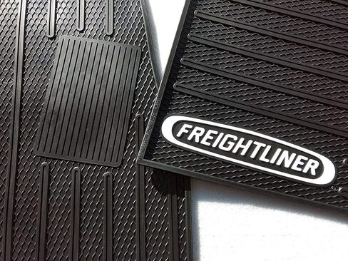 Freightliner Cascadia OEM New Generation Black Rubber Floor Mats with Logo Fits 2018-2026 in Kuwait