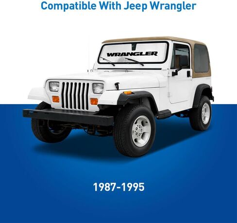 Roll-up Windshield Sunshade Compatible with 1987-1995 Jeep Wrangler - Officially Licensed Logo - Custom Fit UV & Heat Reflective Sunshield, Interior Protection in Saudi Arabia