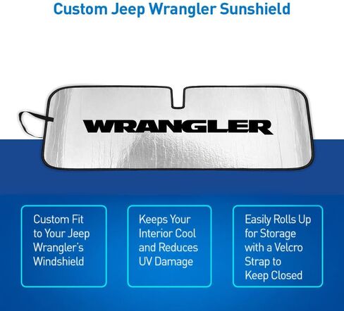 Roll-up Windshield Sunshade Compatible with 1987-1995 Jeep Wrangler - Officially Licensed Logo - Custom Fit UV & Heat Reflective Sunshield, Interior Protection in Saudi Arabia