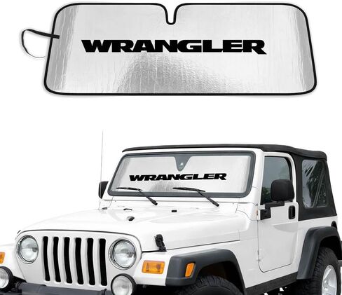 Roll-up Windshield Sunshade Compatible with 1987-1995 Jeep Wrangler - Officially Licensed Logo - Custom Fit UV & Heat Reflective Sunshield, Interior Protection in Saudi Arabia