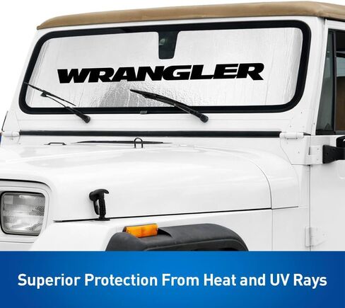 Roll-up Windshield Sunshade Compatible with 1987-1995 Jeep Wrangler - Officially Licensed Logo - Custom Fit UV & Heat Reflective Sunshield, Interior Protection in Saudi Arabia