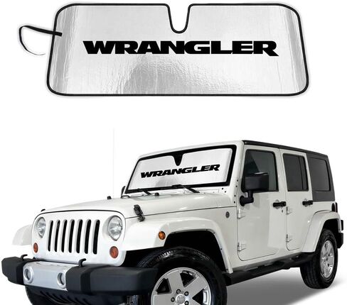 Roll-up Windshield Sunshade Compatible with 1987-1995 Jeep Wrangler - Officially Licensed Logo - Custom Fit UV & Heat Reflective Sunshield, Interior Protection in Saudi Arabia