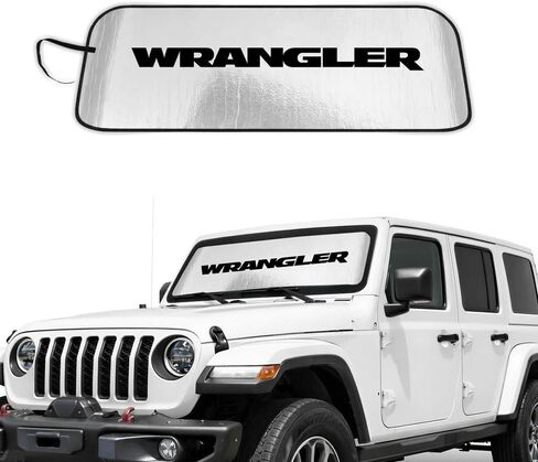 Roll-up Windshield Sunshade Compatible with 1987-1995 Jeep Wrangler - Officially Licensed Logo - Custom Fit UV & Heat Reflective Sunshield, Interior Protection in Saudi Arabia