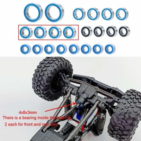 مجموعة محامل كروية محكمة الغلق مكونة من 22 قطعة لزاحف Traxxas 1/18 TRX4-M RC: 3x6x2.5 ملم، 8x12x3.5 ملم، 4x8x3 ملم، 5x8x2.5 ملم، 3.5x7x2.5 ملم in Kuwait