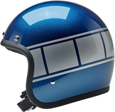 Biltwell Bonanza Holeshot Metallic Blue / Silver Motorcycle Helmet DOT Approved in Saudi Arabia