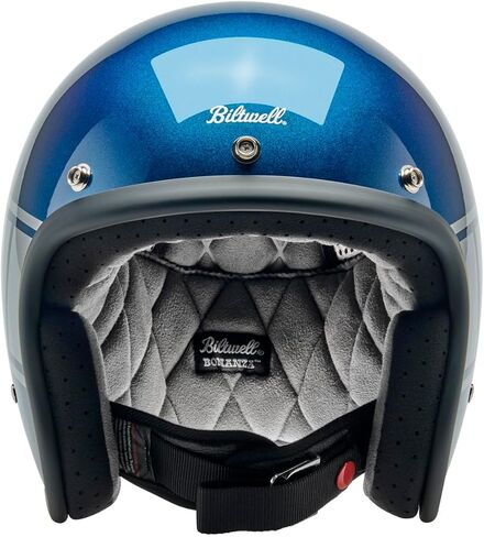 Biltwell Bonanza Holeshot Metallic Blue / Silver Motorcycle Helmet DOT Approved in Saudi Arabia