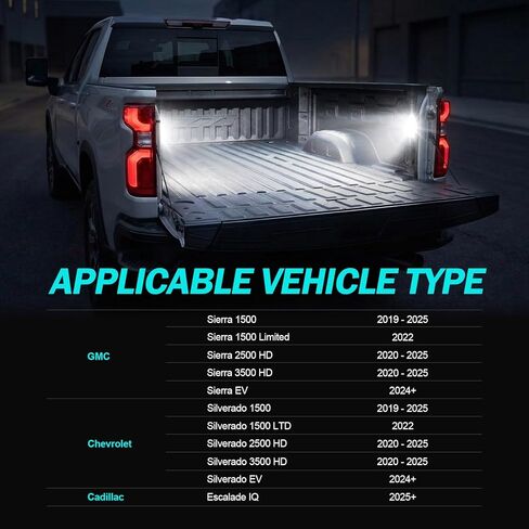 2-Pack LED Cargo Bed Lights Compatible with 2019-2026 Silverado/Sierra 1500 2500HD 3500HD | 2024+ Sierra EV, 2025+ Escalade IQ | White Cargo Area Lamp | Direct Replacement for 84308146, 84659238 in Saudi Arabia