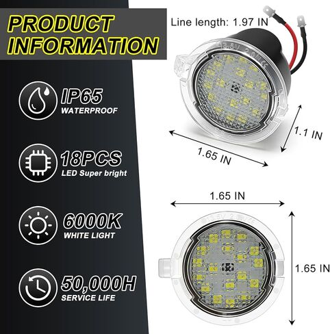 قطعتان من مصابيح البركة الجانبية LED متوافقة مع Ford F150 Explorer Edge Expedition Taurus X Flex Fusion، 18 SMD LED Lights، 6000K، أبيض in Kuwait