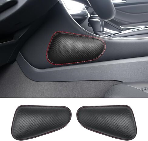 2PCS Car Knee Cushion Pad, Door Armrest Pad with Memory Foam for Knee Leg Elbow, Leather Knife-Shaped Car Armrest Cushion with Full Coverage Velcro, Automotive Interior Accessories(Black) in Saudi Arabia