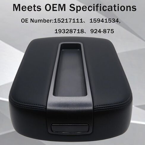 Center Console Lid Armrest Cover Replacement for 2007-2014 Chevy Silverado/Tahoe/Suburban/Avalanche/GMC Sierra/Yukon/Yukon XL Accessories, Replaces 15217111, 15941534, 19328718, Black in Saudi Arabia