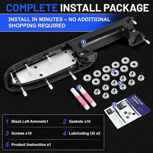 22818465 Front Left Driver Door Armrest Repair Kit, Direct Replacement with Door Release Handle Below Armrest, Compatible with Chevy Silverado & GMC Sierra 1500 2500/3500HD 2010-2014, Black in Kuwait