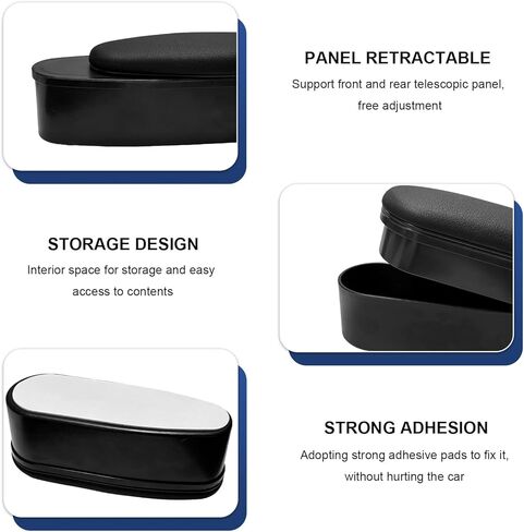 Car Armrest Support Cover, Leather Auto Side Door Armrest Extender Elbow Pad with Storage Box, Adjustable Driver Arm Rest Pillow Storage Cover for Left Elbow Support (Black) in Kuwait