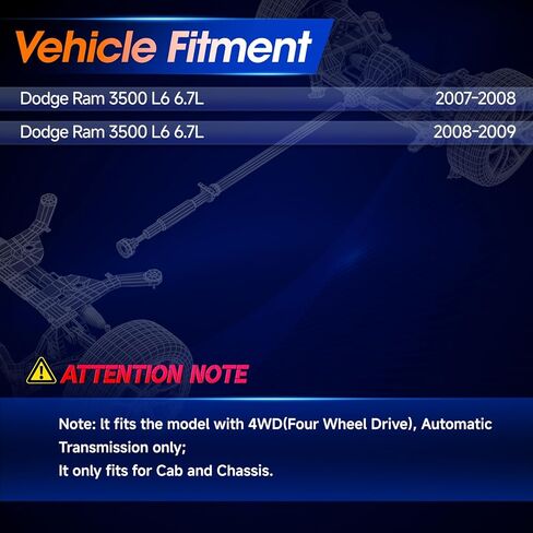 938-165 عمود محرك أمامي مجموعة عمود عمود الإدارة مناسبة لدودج 2007 2008 2009 Ram 3500، [L6 6.7L، 4WD، ناقل حركة أوتوماتيكي، الكابينة والهيكل]، OE 52853239AA in Kuwait