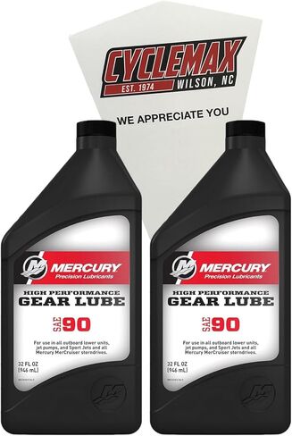 عبوة من قطعتين من Cyclemax متوافقة مع Mercury 8M0222063 SAE 90 عالية الأداء، زجاجة 1 لتر تحتوي على زجاجتين 8M0222063 SAE 90 عالية الأداء، زجاجة 1 لتر وقمع in Kuwait