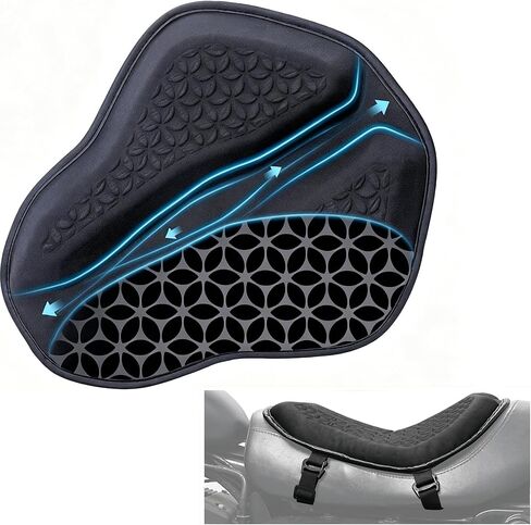 Upgraded Motorcycle Gel Seat Cushion, Universal Motorcycle Seat Pad, Shake Rider Cushion, Enlarged Ventilation Channels, Large 3D-Honeycomb Structure, Shock Absorption and Breathable for Long Rides in Saudi Arabia