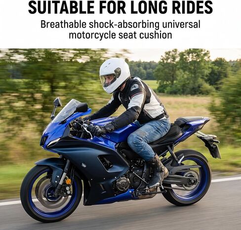 Upgraded Motorcycle Gel Seat Cushion, Universal Motorcycle Seat Pad, Shake Rider Cushion, Enlarged Ventilation Channels, Large 3D-Honeycomb Structure, Shock Absorption and Breathable for Long Rides in Saudi Arabia